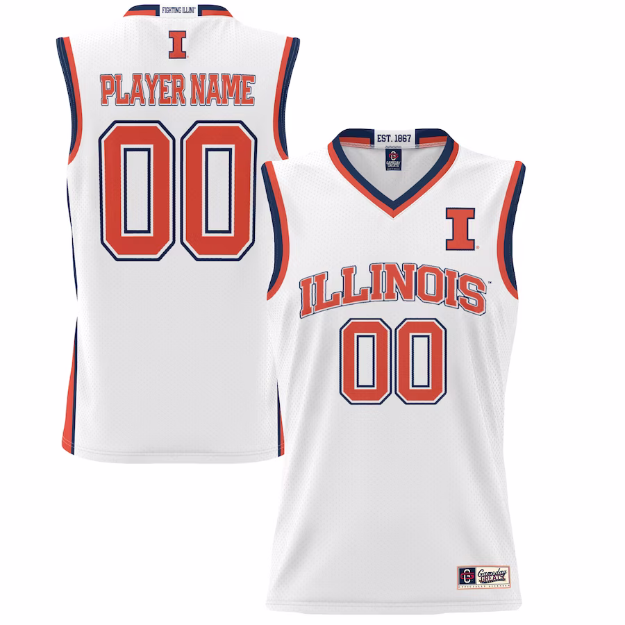 Illinois Fighting Illini GameDay Greats Unisex  Lightweight NIL Pick-A-Player Basketball Jersey - White - ujerseystore
