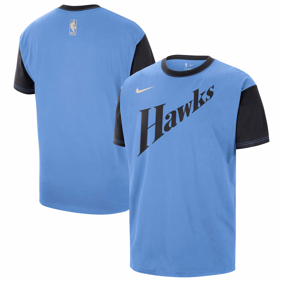 Men's Atlanta Hawks Nike Light Blue 2024/25 City Edition Courtside Color Block T-Shirt - ujerseystore