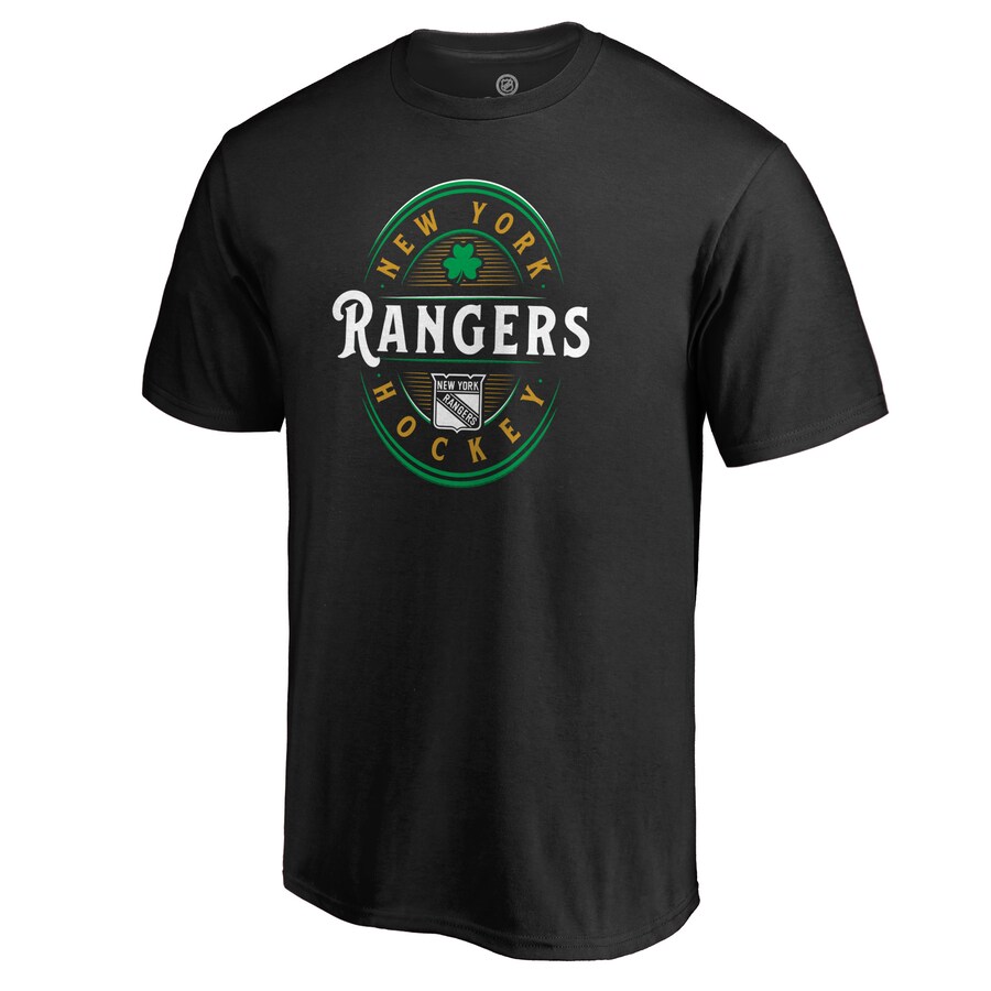 Men's New York Rangers Black St. Patrick's Day Forever Lucky T-Shirt - ujerseystore