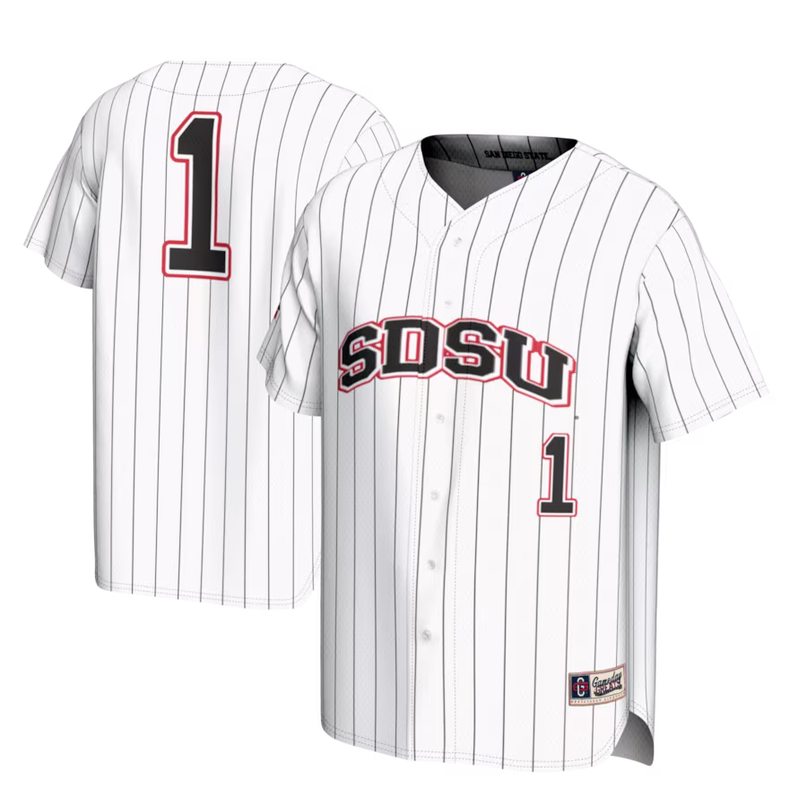 #1 San Diego State Aztecs GameDay Greats Lightweight Baseball Fashion Jersey - White - ujerseystore