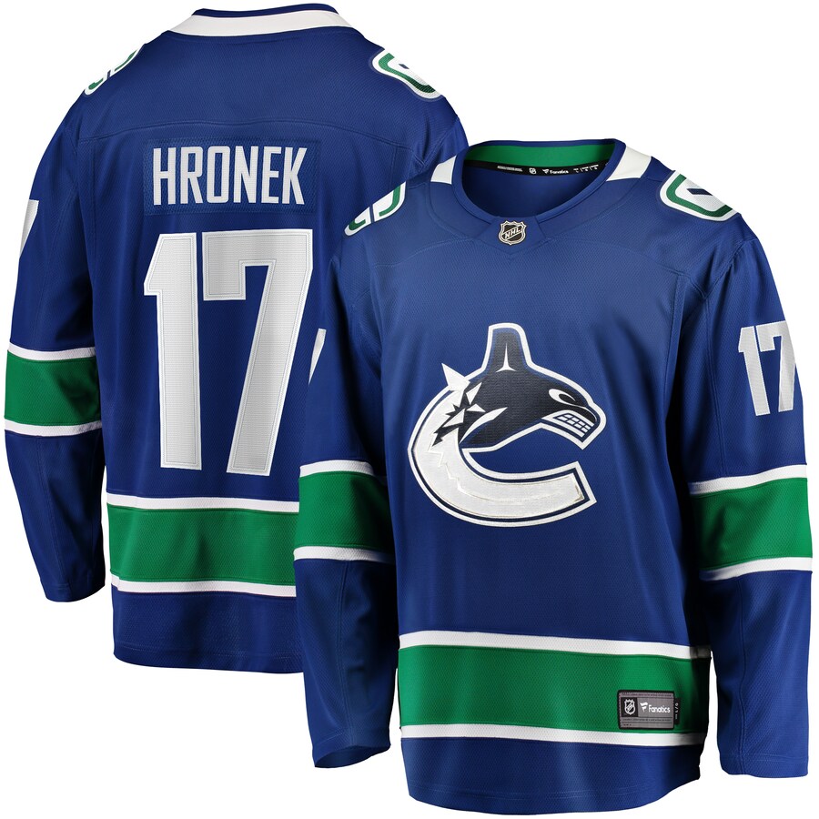 Men's Vancouver Canucks Filip Hronek Fanatics Branded Blue Home Breakaway Jersey - ujerseystore