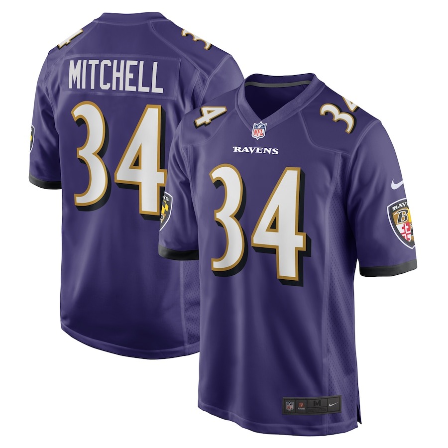 Men's Baltimore Ravens Keaton Mitchell Nike  Purple  Game Jersey - ujerseystore