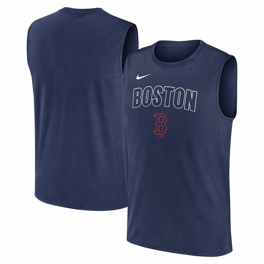 Men's Boston Red Sox Nike Navy Knockout Performance Muscle Tank Top - ujerseystore