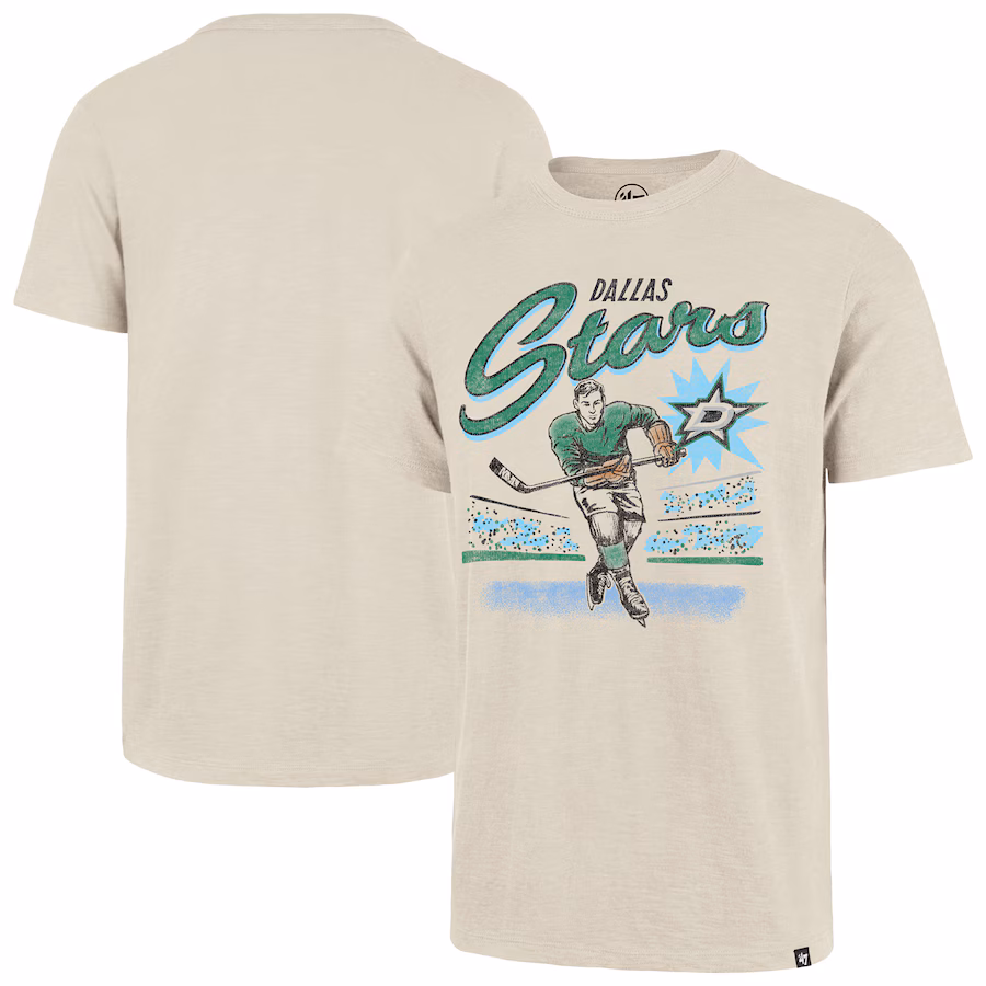 Men's Dallas Stars '47 Natural Hockey Player Golden Age Scrum T-Shirt - ujerseystore