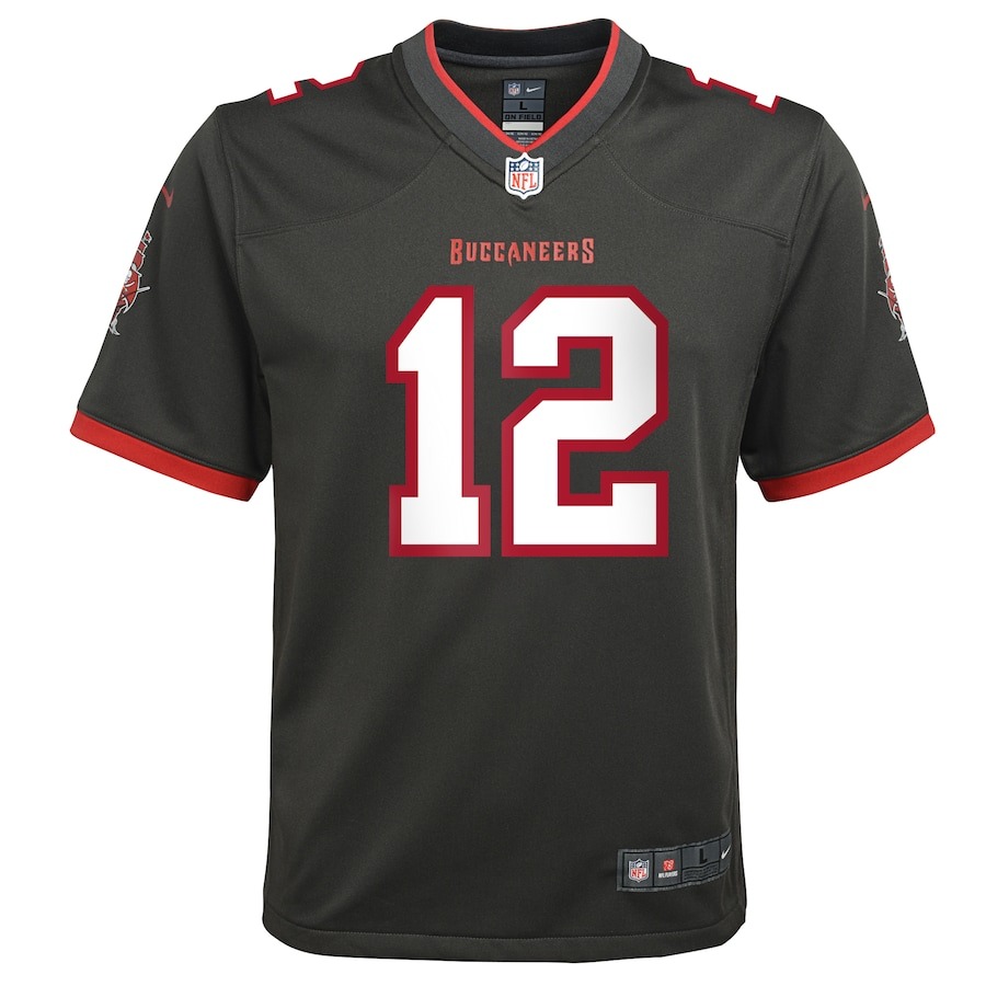 Youth Tampa Bay Buccaneers Tom Brady Nike Pewter Alternate Game Jersey - ujerseystore