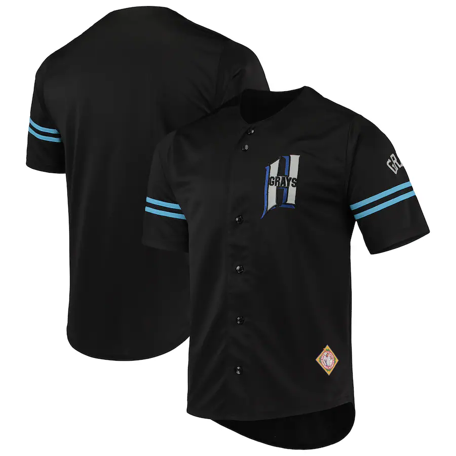 Men's Homestead Grays Stitches Black Button-Down Jersey - ujerseystore