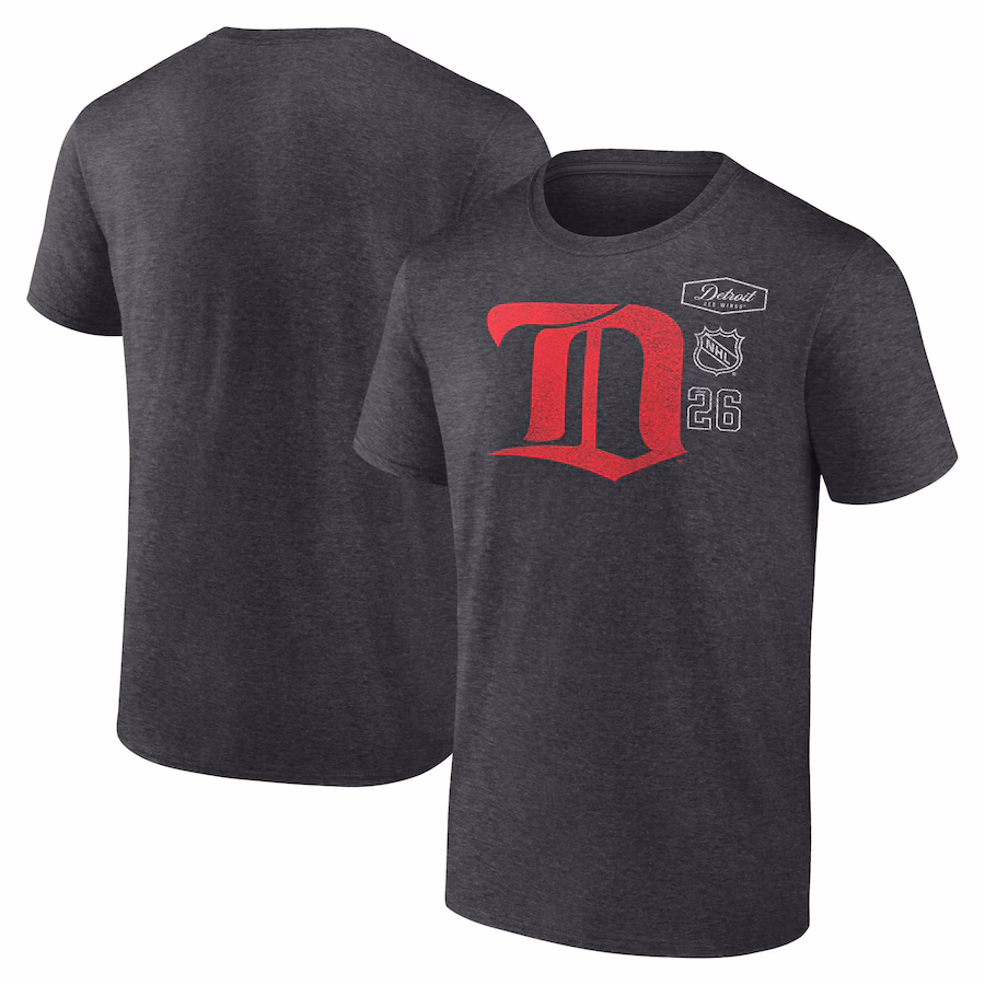 Men's Detroit Red Wings Fanatics Heather Charcoal Origin T-Shirt - ujerseystore