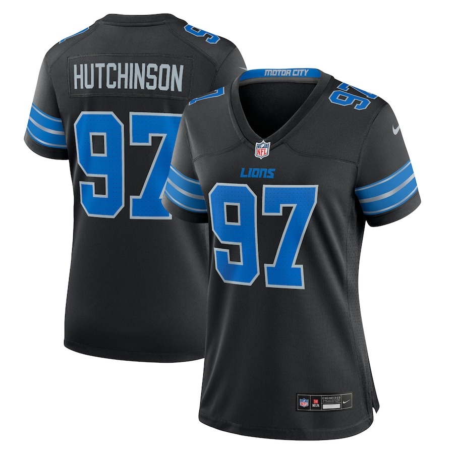 Women's Detroit Lions Aidan Hutchinson Nike Black 2nd Alternate Game Jersey - ujerseystore
