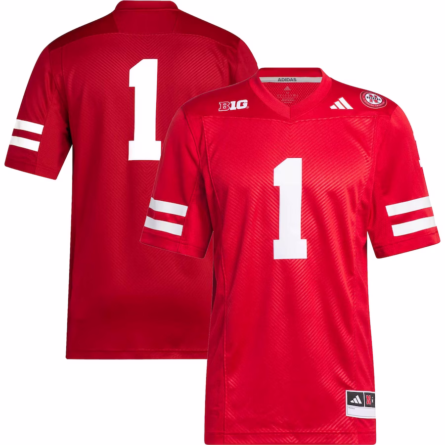 #1 Nebraska Huskers adidas Premier Football Jersey - Scarlet - ujerseystore