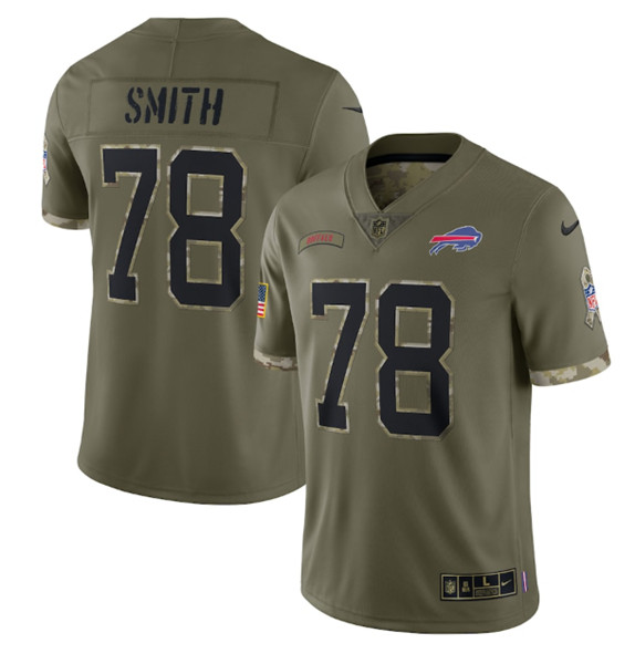 Men's Buffalo Bills #78 Bruce Smith 2022 Olive Salute To Service Limited Stitched Jersey - ujerseystore