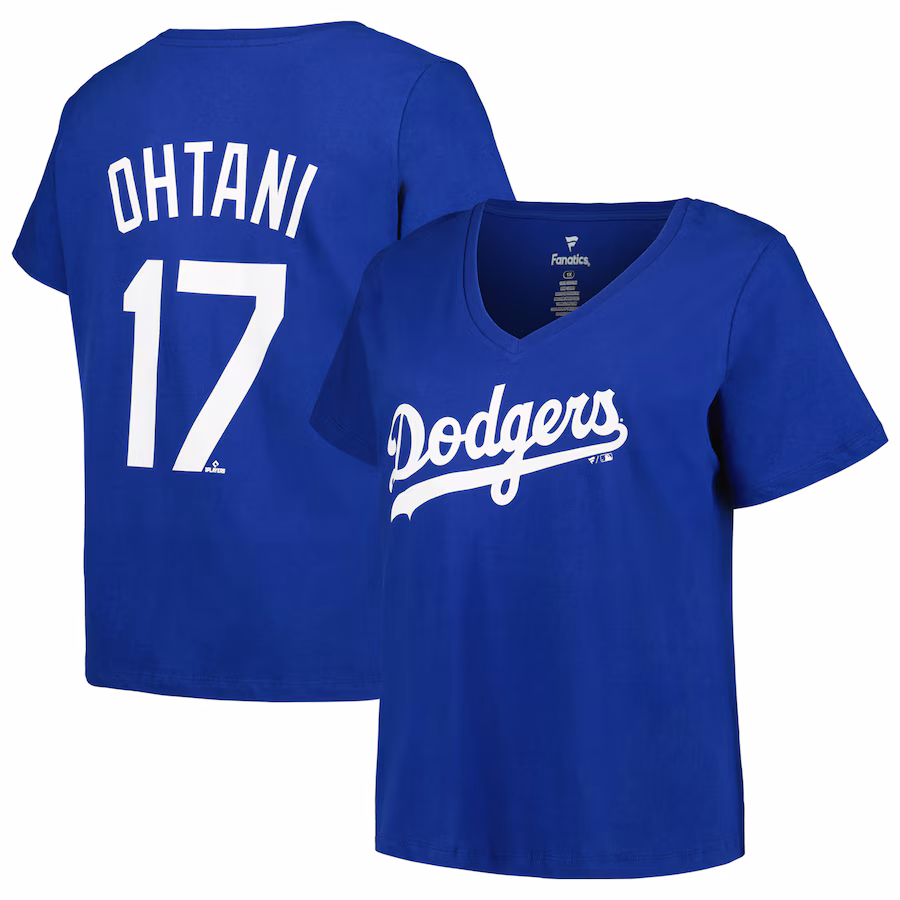 Women's Los Angeles Dodgers Shohei Ohtani Fanatics Royal Plus Size Name & Number T-Shirt - ujerseystore