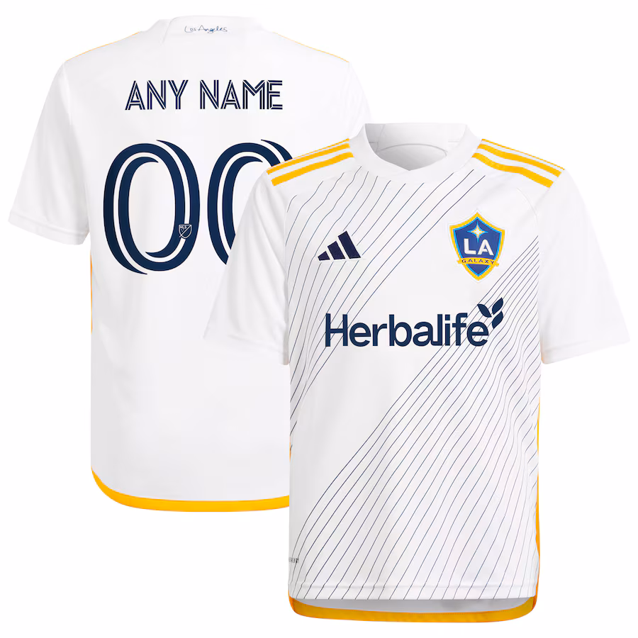 Youth LA Galaxy  adidas White 2024 Angeleno Kit Replica Custom Jersey - ujerseystore