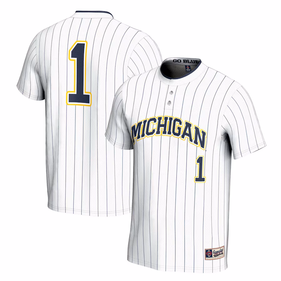Youth GameDay Greats #1 White Michigan Wolverines Lightweight Softball Jersey - ujerseystore
