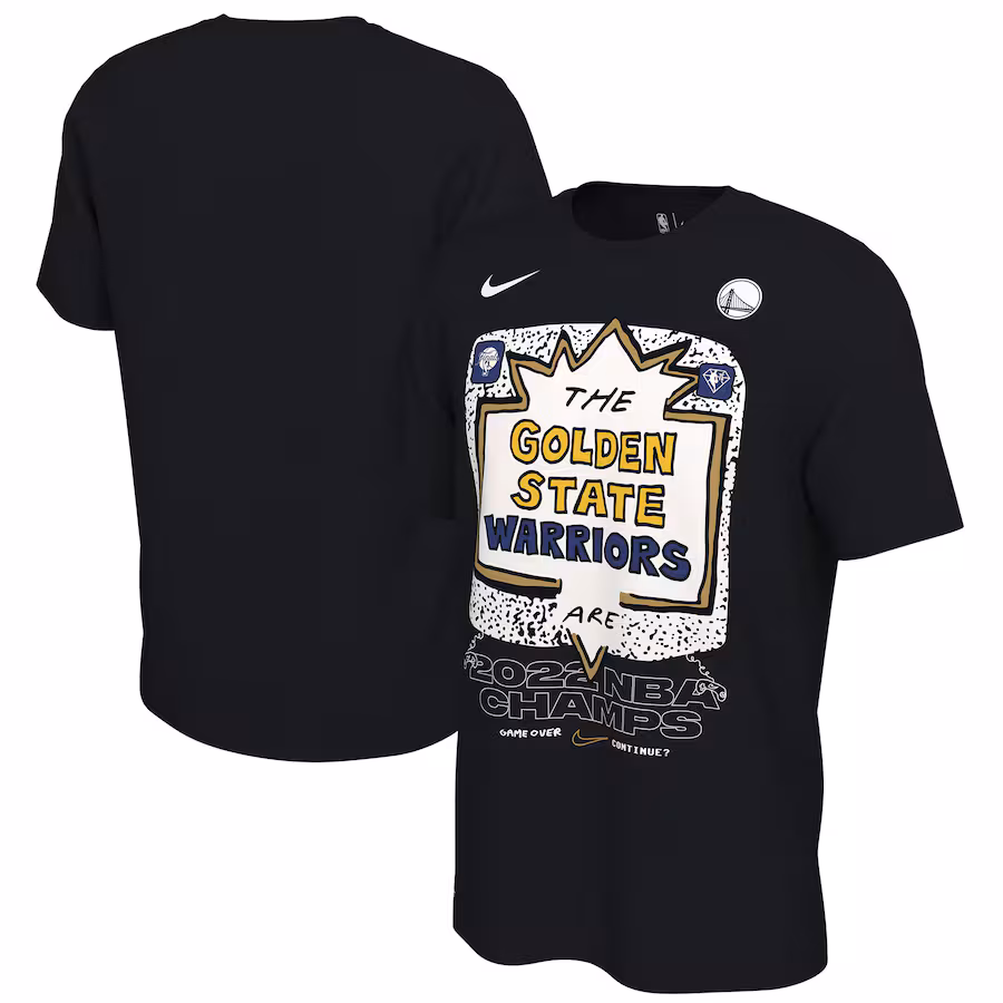 Men's Golden State Warriors Nike Black 2022 NBA Finals Champions Celebration Expressive T-Shirt - ujerseystore