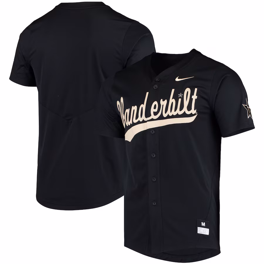 Men's Nike Black Vanderbilt Commodores Vapor Untouchable Elite Replica Full-Button Baseball Jersey - ujerseystore