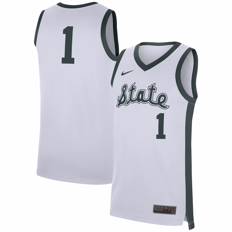 #1 Michigan State Spartans Nike Replica Jersey - White - ujerseystore