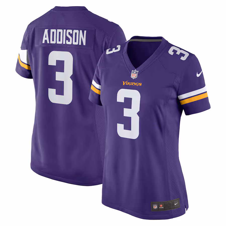 Women's Minnesota Vikings Jordan Addison Nike  Purple Team Game Jersey - ujerseystore
