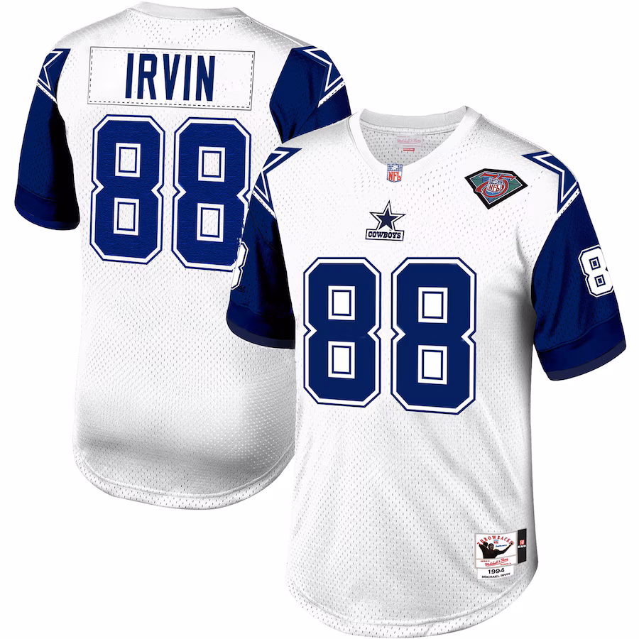 Men's Dallas Cowboys 1994 Michael Irvin Mitchell & Ness White Authentic Throwback Retired Player Jersey - ujerseystore