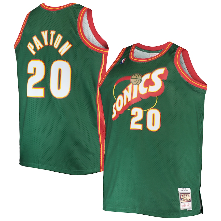 Men's Seattle SuperSonics Gary Payton Mitchell & Ness Green Big & Tall 1995/96 Hardwood Classics Swingman Jersey - ujerseystore