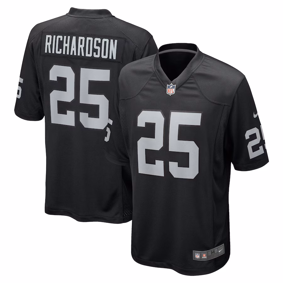 Men's Las Vegas Raiders Decamerion Richardson Nike Black Team Game Jersey - ujerseystore