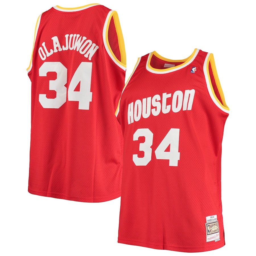 Men's Houston Rockets Hakeem Olajuwon Mitchell & Ness Red 1993/94 Big & Tall Hardwood Classics Swingman Jersey - ujerseystore