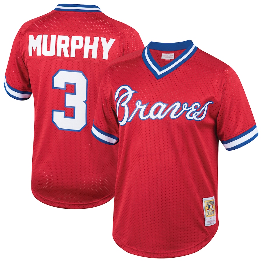Men's Atlanta Braves Dale Murphy Mitchell & Ness Red Cooperstown Collection Mesh Batting Practice Jersey - ujerseystore