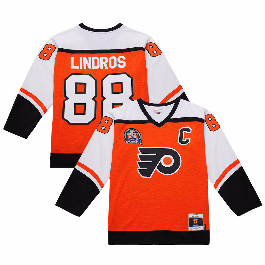Men's Philadelphia Flyers Eric Lindros Orange 1996-97 Power Play Jersey - ujerseystore