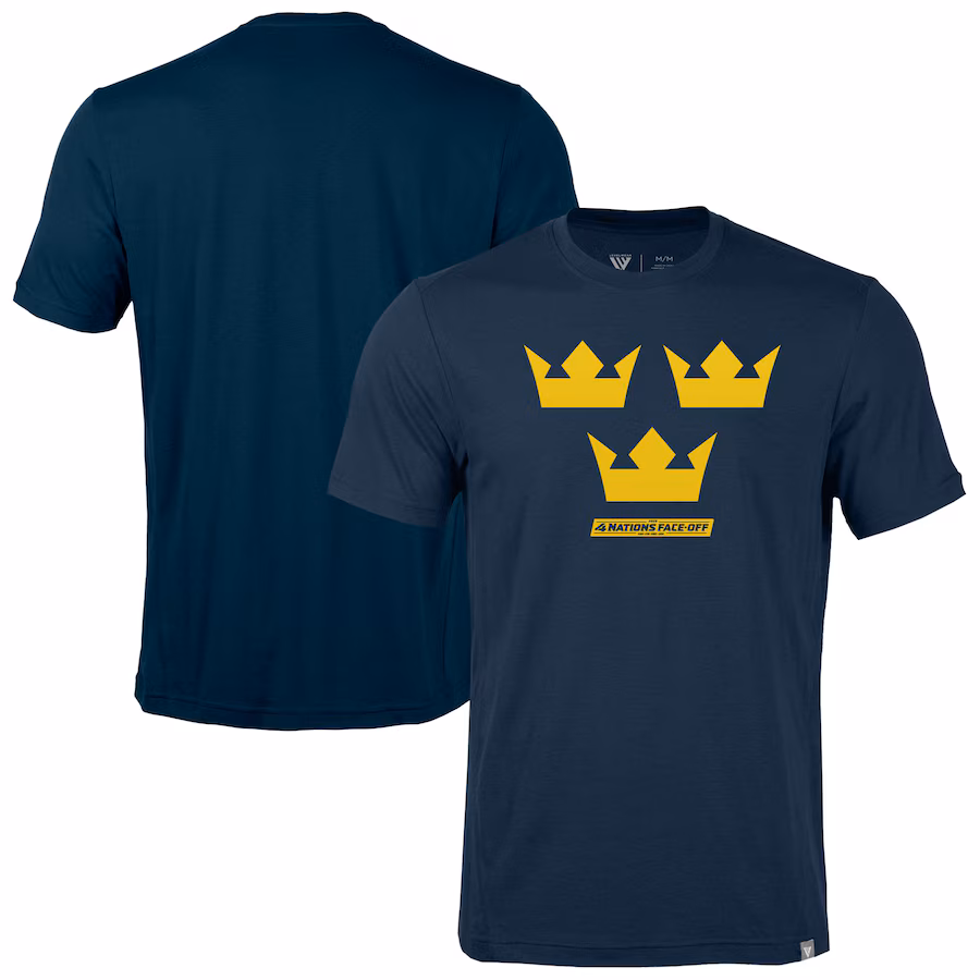 Men's Sweden Levelwear Navy 2025 4 Nations Face-Off Thrive Tri-Blend T-Shirt - ujerseystore