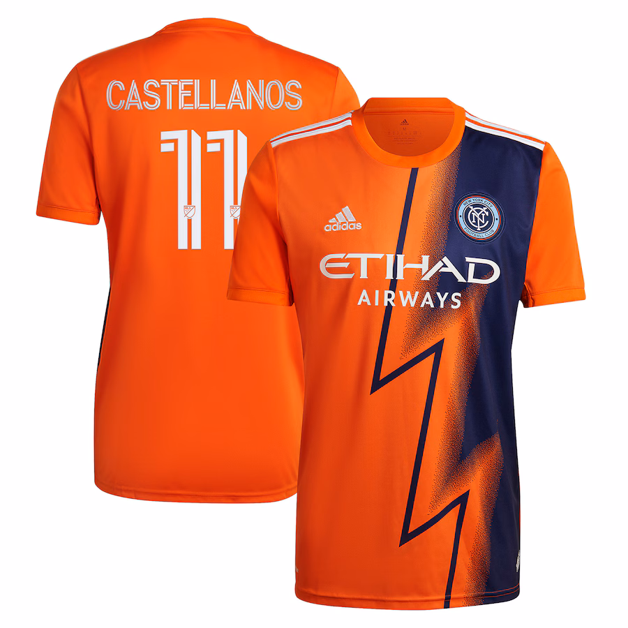 Men's New York City FC Valentin Castellanos adidas Orange 2022 The Volt Kit Replica Player Jersey - ujerseystore