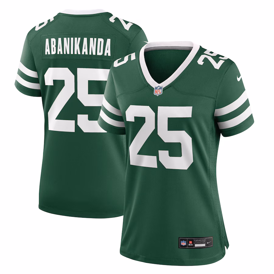 Women's New York Jets Israel Abanikanda Nike Legacy Green Team Game Jersey - ujerseystore