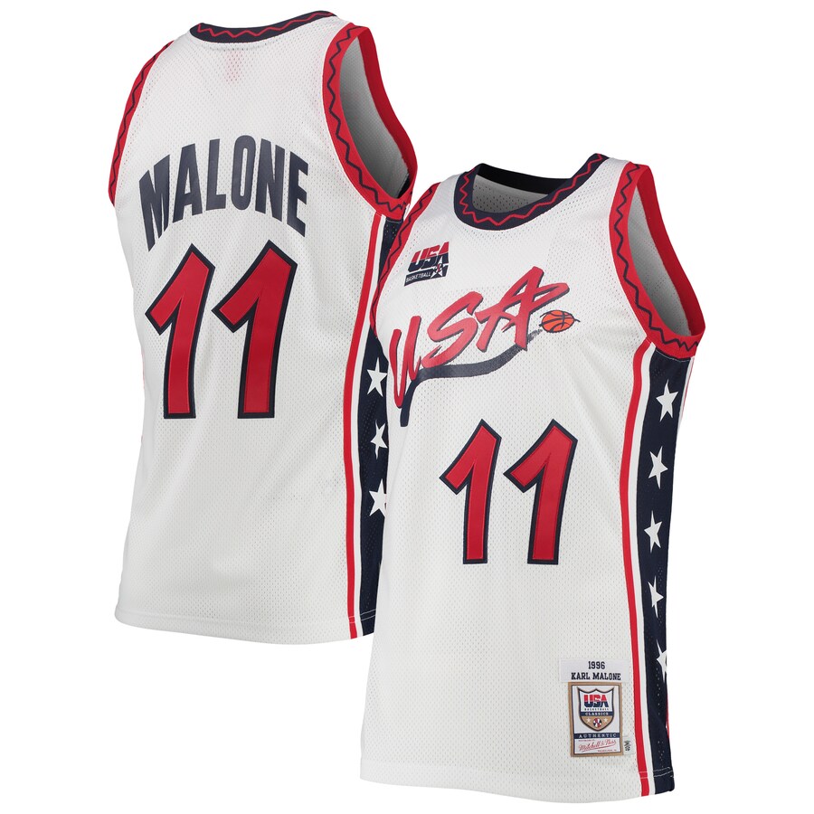 Male USA Basketball Mitchell & Ness White 1996 Hardwood Classics Authentic Jersey - ujerseystore