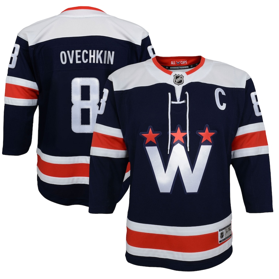 Youth Washington Capitals Alexander Ovechkin Navy 2020/21 Alternate Premier Player Jersey - ujerseystore