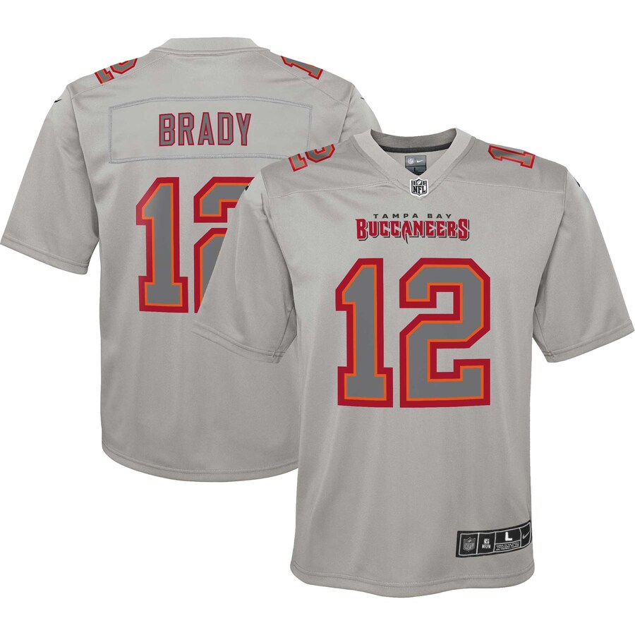 Youth Tampa Bay Buccaneers Tom Brady Nike Gray Atmosphere Game Jersey - ujerseystore