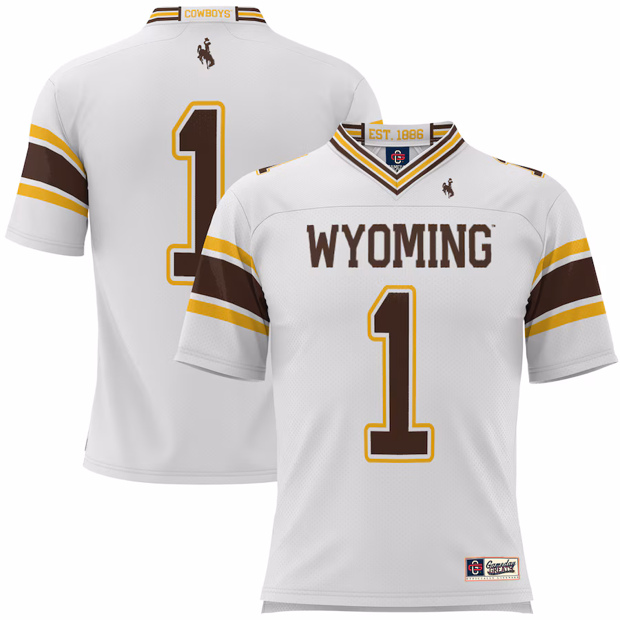 #1 Wyoming Cowboys GameDay Greats Football Jersey - White - ujerseystore
