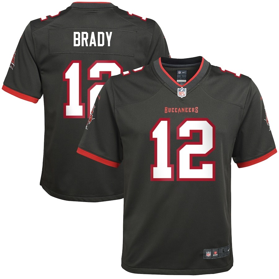 Youth Tampa Bay Buccaneers Tom Brady Nike Pewter Alternate Game Jersey - ujerseystore