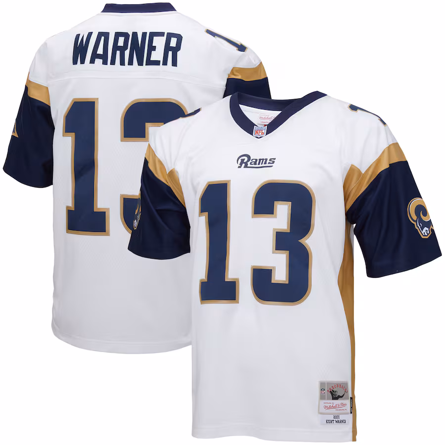 Men's Los Angeles Rams Kurt Warner Mitchell & Ness White Legacy Replica Jersey - ujerseystore