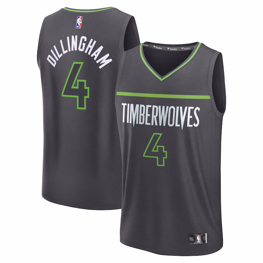 Men's Minnesota Timberwolves Rob Dillingham Fanatics Charcoal Fast Break Replica Player Jersey - Statement Edition - ujerseystore
