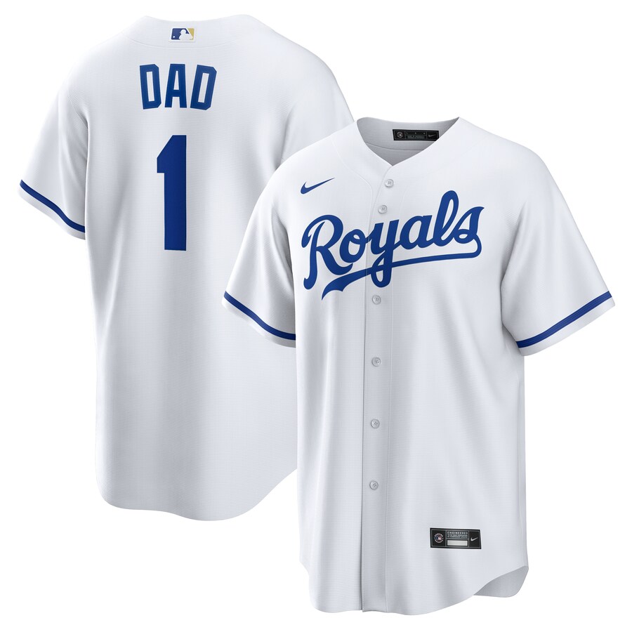 Men's Kansas City Royals Nike White #1 Dad Home Replica Jersey - ujerseystore
