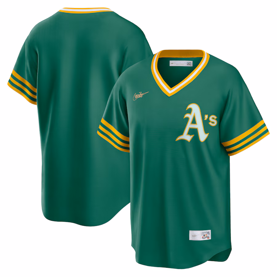 Men's Athletics Nike Kelly Green Road Cooperstown Collection Team Jersey - ujerseystore