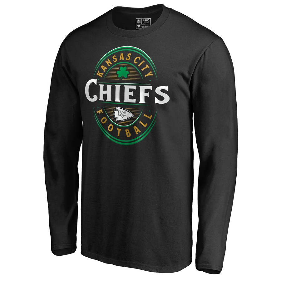 Men's Kansas City Chiefs Black Forever Lucky Long Sleeve T-Shirt - ujerseystore