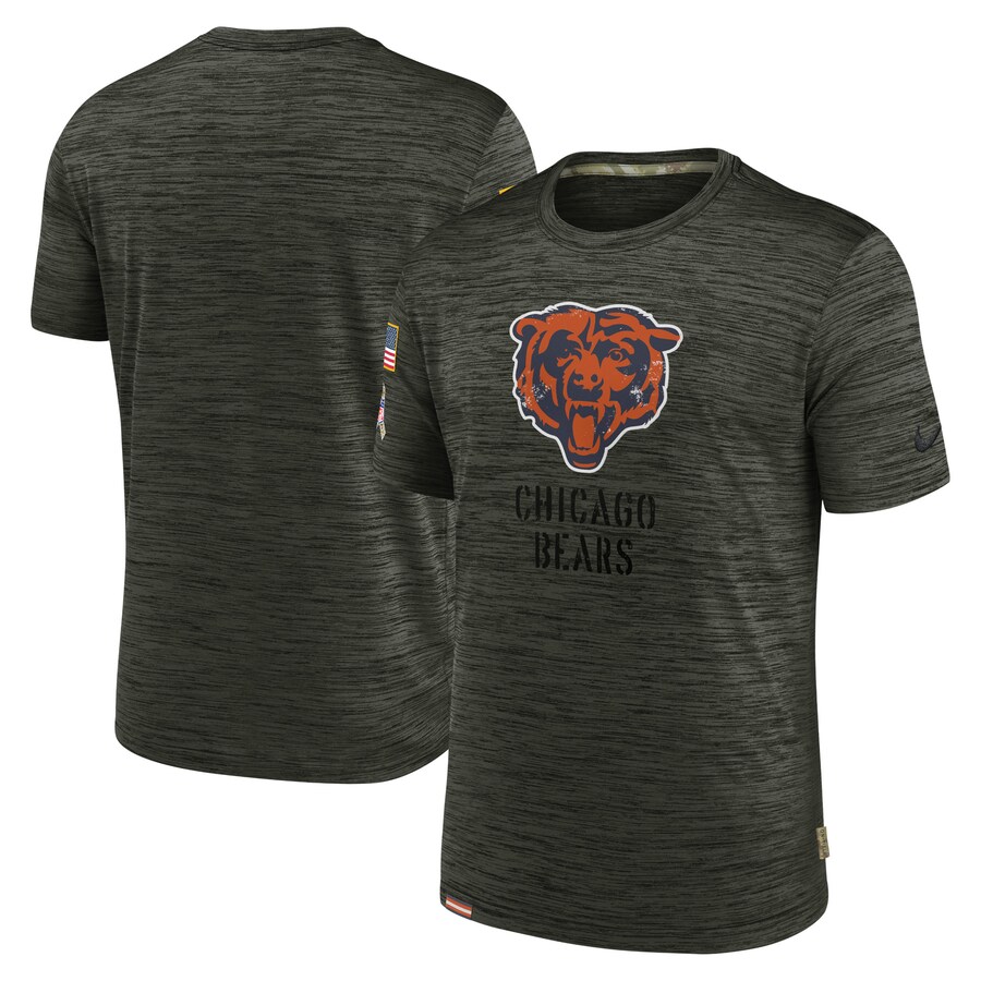 Men's Chicago Bears Nike Olive Salute to Service Velocity Team T-Shirt - ujerseystore