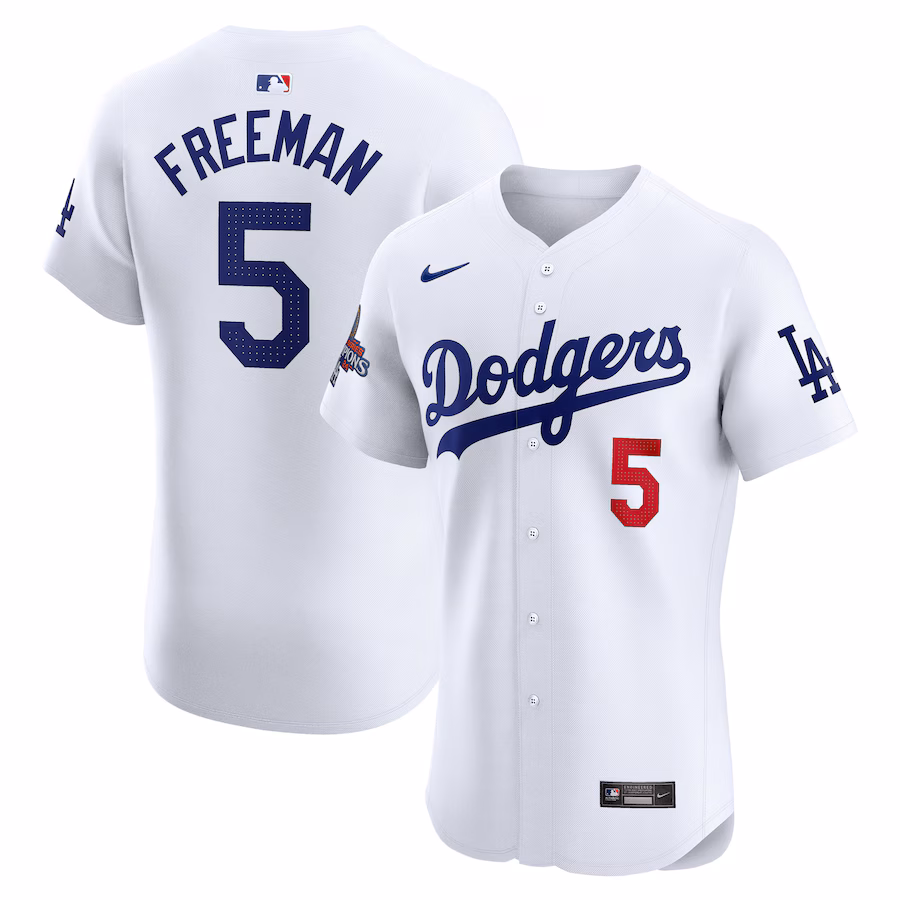 Men's Los Angeles Dodgers Freddie Freeman Nike White 2024 World Series Champions Home Elite Player Jersey - ujerseystore