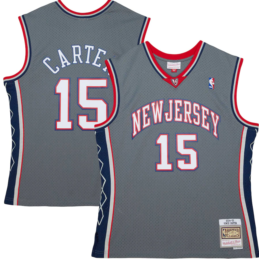 Men's New Jersey Nets Vince Carter Mitchell & Ness Gray 2001/02 Hardwood Classics Swingman Jersey - ujerseystore