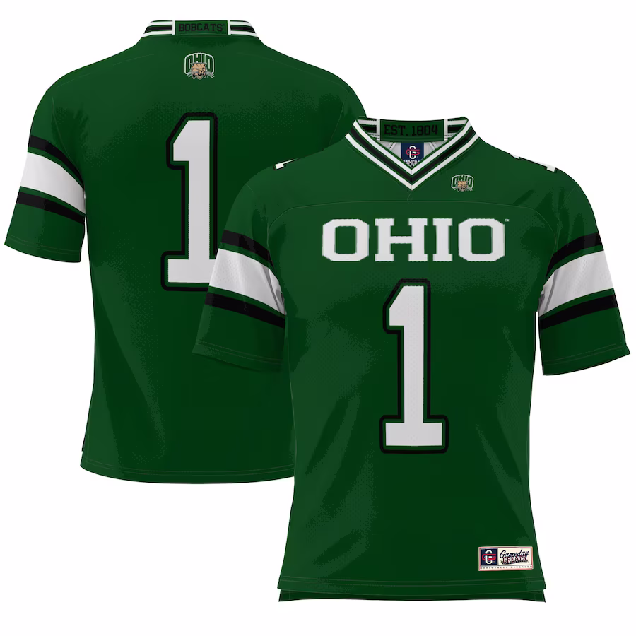 #1 Ohio Bobcats GameDay Greats Endzone Football Jersey - Green - ujerseystore