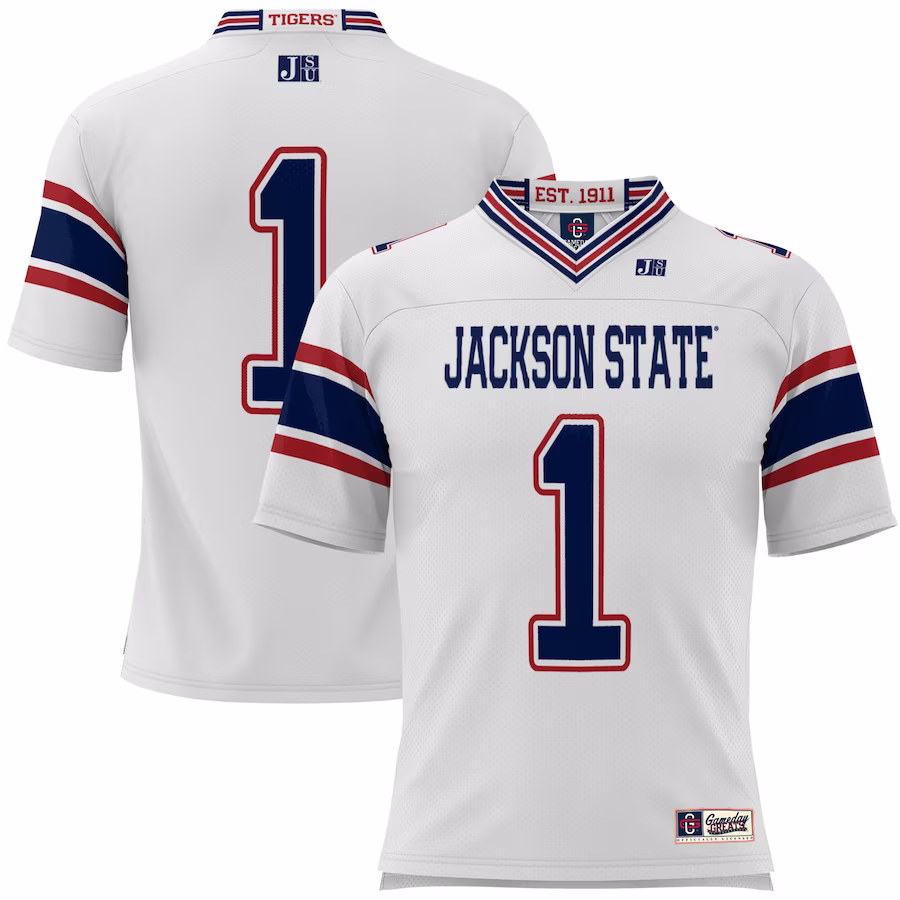 #1 Jackson State Tigers GameDay Greats Youth Football Jersey - White - ujerseystore