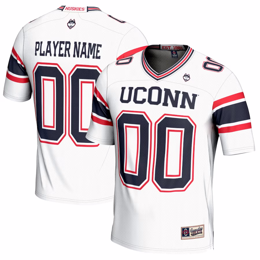 UConn Huskies GameDay Greats NIL Pick-A-Player Football Jersey - White - ujerseystore