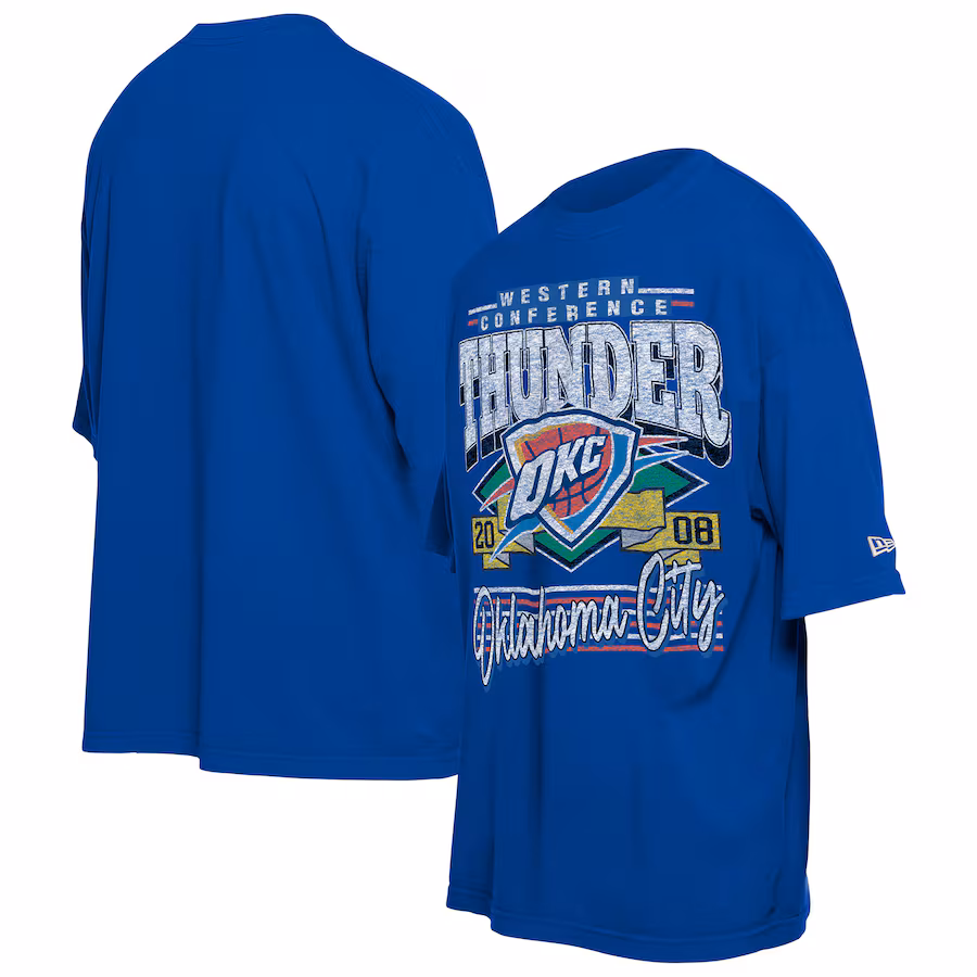 Men's Oklahoma City Thunder New Era Blue Distressed Sport Classics T-Shirt - ujerseystore