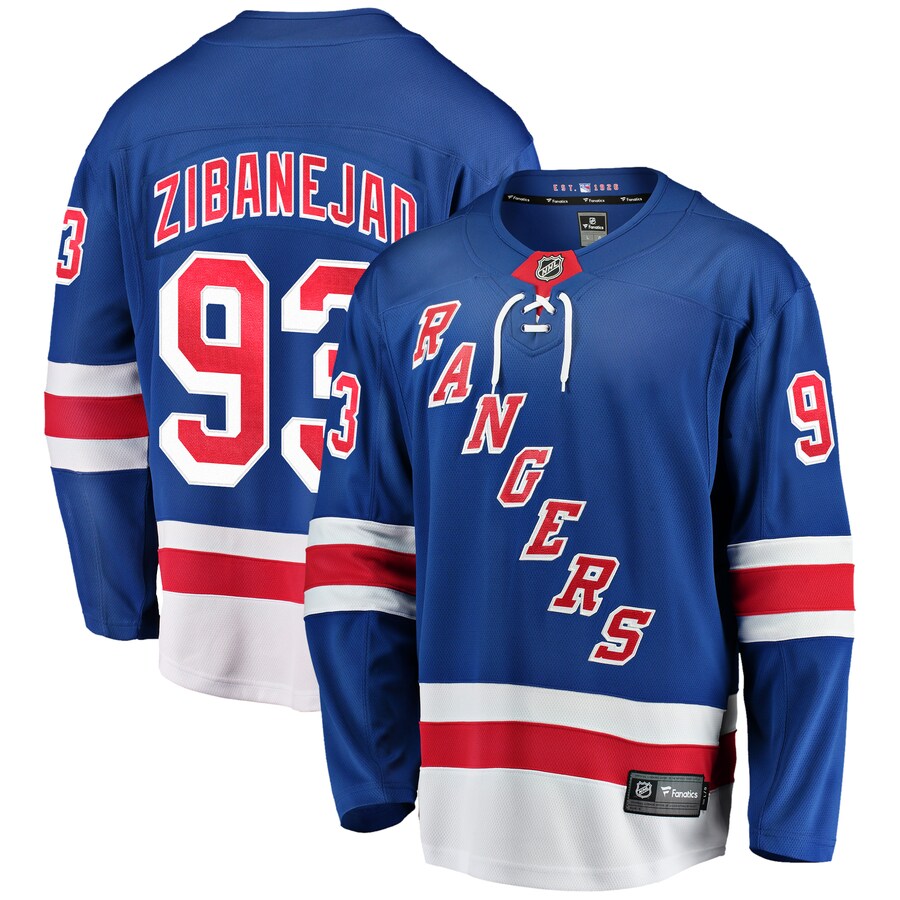 Men's New York Rangers Mika Zibanejad Fanatics Branded Blue Home Breakaway Player Game Jersey - ujerseystore