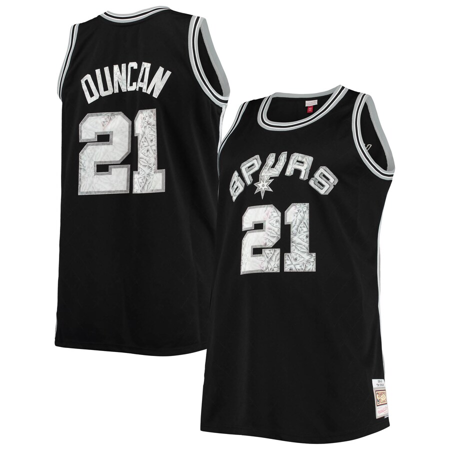 Men's San Antonio Spurs Tim Duncan Mitchell & Ness Black Big & Tall 1998/99 NBA 75th Anniversary Diamond Swingman Jersey - ujerseystore