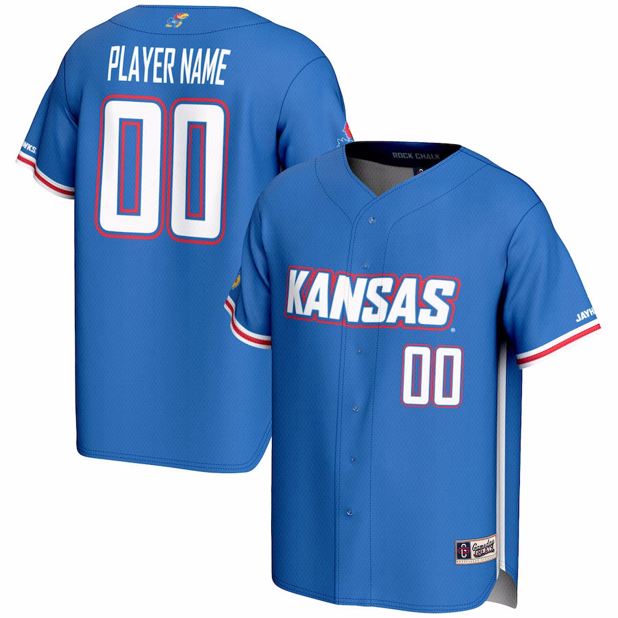 Kansas Jayhawks GameDay Greats Youth NIL Pick-A-Player Lightweight Baseball Jersey - Royal - ujerseystore
